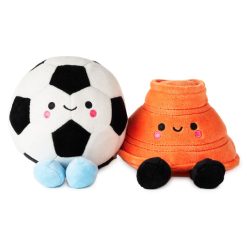 Hallmark - Better Together Soccer Ball and Orange Cone Magnetic Plush Pair, 5 H