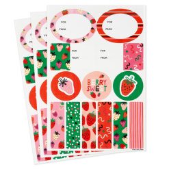 Hallmark - Strawberry-Scented Colorful Gift Tags and Stickers, 3 sheets