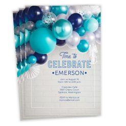 Hallmark - Blue Balloons Time to Celebrate Party Invitation