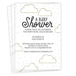 Hallmark - Elegant Clouds and Dots Flat Baby Shower Invitation