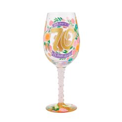 Hallmark - Lolita Happy 70th Birthday Handpainted Wine Glass, 15 oz.