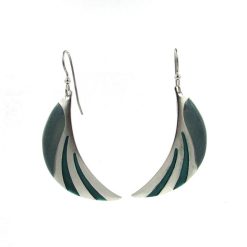Hallmark - Silver Forest Crescent Moon Silver and Teal Drop Earrings