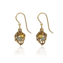 Hallmark - Silver Forest Gold-Tone Open Leaf Beaded Metal Drop Earrings
