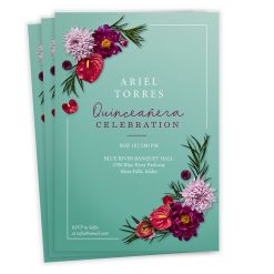 Hallmark - Pink Botanicals Flat Quinceaera Invitation
