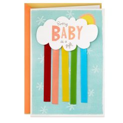 Hallmark - Sun and Cloud With Rainbow Streamers New Baby Card