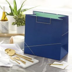 Alternative view of Hallmark - Navy With Gold Extra-Deep Square Gift Bag, 15