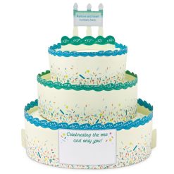 Alternative view of Hallmark - Blue and Green Confetti Cake Pick-a-Number Customizable Pop-Up Birthday Card