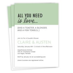 Hallmark - All You Need Is Love Flat Couples Wedding Shower Invitation