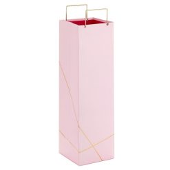 Hallmark - 13" Gold Lines on Light Pink Wine Gift Bag