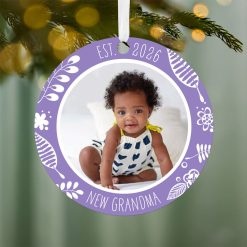 Alternative view of Hallmark - New Grandma Round Metal Personalized Ornament, Custom Photo and Text