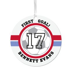 Hallmark - Soccer Round Metal Personalized Ornament, Custom Text