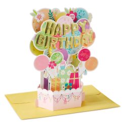 Hallmark - Pastel Balloons Musical 3D Pop-Up with Lights Birthday Card