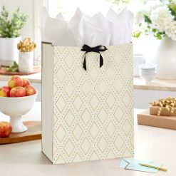 Alternative view of Hallmark - 20" Gold Diamonds on Cream Jumbo Gift Bag