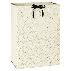 Hallmark - 20" Gold Diamonds on Cream Jumbo Gift Bag
