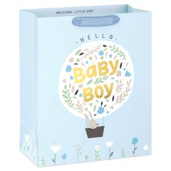 Hallmark - 13" Bunny in Hot Air Balloon Baby Boy Large Gift Bag
