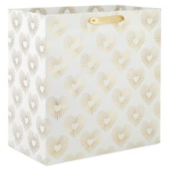Hallmark - 15" Gold Hearts on White Extra-Deep Gift Bag