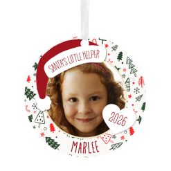 Hallmark - Holiday Round Metal Personalized Ornament, Custom Photo and Text