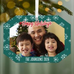 Alternative view of Hallmark - Green Snowflake Metal Personalized Ornament, Custom Photo and Text