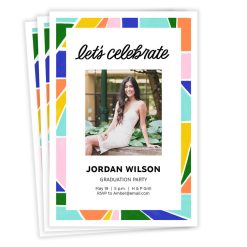 Hallmark - Colorful Geometric Border Flat Graduation Party Invitation