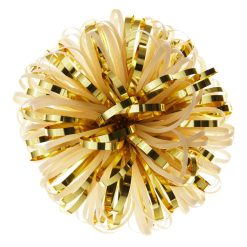 Hallmark - 5" Ivory and Gold Metallic Pom-Pom Gift Bow
