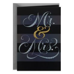 Hallmark - Mr. & Mrs. Diamond Script on Black Wedding Card