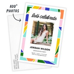 Alternative view of Hallmark - Colorful Geometric Border Flat Graduation Party Invitation