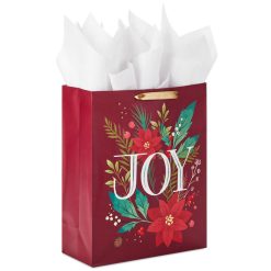 Hallmark - 15.5" Joy and Poinsettia Extra-Large Holiday Gift Bag With Tissue Paper