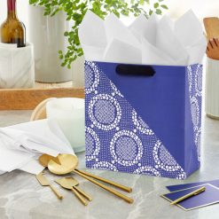 Alternative view of Hallmark - 13" Blue Diagonal and Lace Large Gift Bag