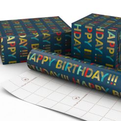 Alternative view of Hallmark - All-Caps Happy Birthday on Navy Wrapping Paper Roll, 20 sq. ft.
