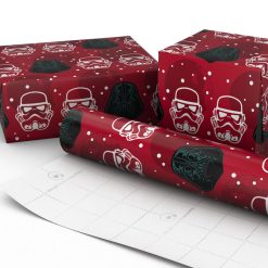 Alternative view of Hallmark - Star Wars Darth Vader and Stormtrooper Helmets on Red Holiday Wrapping Paper Roll, 25 sq. ft.