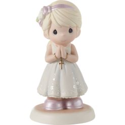 Hallmark - Precious Moments Blessings On Your First Communion Blonde Girl Figurine, 5.3
