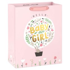 Hallmark - 13" Bunny in Hot Air Balloon Baby Girl Large Gift Bag