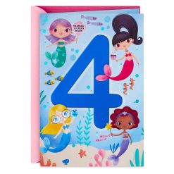 Hallmark - Mermaid Fun 4th Birthday Card With Stickers