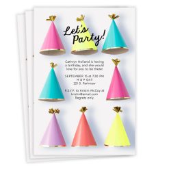 Hallmark - Festive Party Hats Flat Birthday Invitation