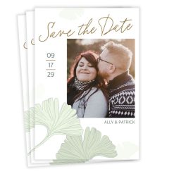 Hallmark - Elegant Ginkgo Leaves Flat Wedding Save the Date