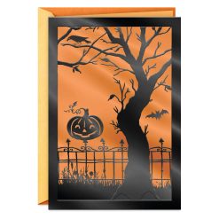 Hallmark - Pumpkin on Wrought Iron Fence Halloween Card