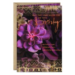 Hallmark - Succulents May the Lord Bless You Religious Birthday Card