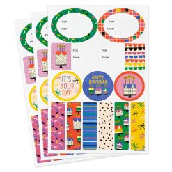 Hallmark - Vanilla-Scented Colorful Birthday Gift Tags and Stickers, 3 sheets