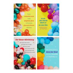 Hallmark - Bright Balloons Assorted Religious Birthday Cards, Box of 12