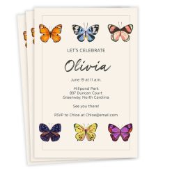 Hallmark - Colorful Butterflies Flat Birthday Invitation