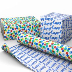 Alternative view of Hallmark - Colorful Dots/Happy Lettering Reversible Wrapping Paper Roll, 20 sq. ft.