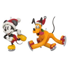 Hallmark - Mini Disney Mickey and Friends Gliding and Sliding Ornaments, Set of 2