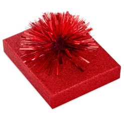 Hallmark - 4.5" Red Glitter Gift Card Holder Box With Bow