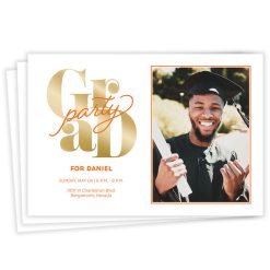 Hallmark - Orange Script Flat Graduation Party Invitation
