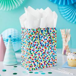 Alternative view of Hallmark - 9.6" Colorful Dots on White Medium Gift Bag
