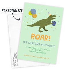 Alternative view of Hallmark - Dino Roar Flat Birthday Invitation