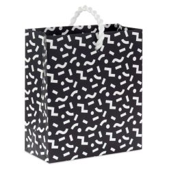 Hallmark - 4.6" Black and White Mod Shapes Gift Card Holder Mini Bag