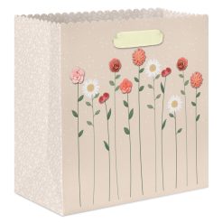 Hallmark - 7.7" Papercraft Flowers on Peach Medium Gift Bag