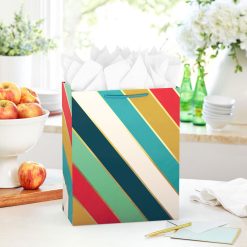 Alternative view of Hallmark - 13" Multicolor Diagonal Stripes Large Gift Bag