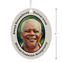 Alternative view of Hallmark - Vertical Oval Metal Personalized Ornament, Custom Photo and Text